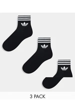 adidas Pack de 3 pares de calcetines tobilleros negros con trébol adicolor de