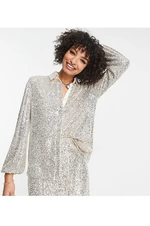 Flounce London Camisa plateado metalizado brillante holgada de (parte de un conjunto)