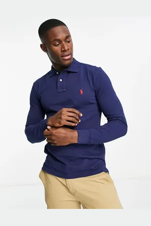 Ralph Lauren Polo de corte slim y manga larga con logo de piqué de
