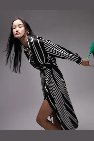Topshop Vestido camisero midi a rayas de -Multicolor