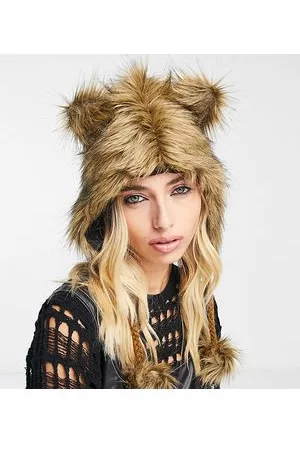 Reclaimed Sombrero de cazador con diseño de gato de piel sintética de