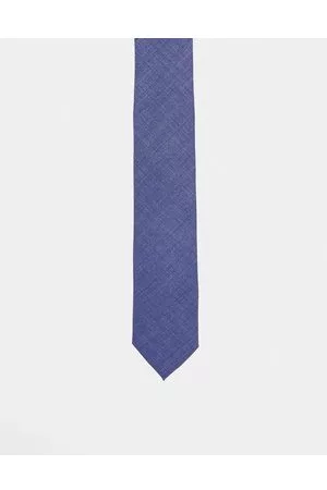 Noak Hombre Corbatas y corbatín - Corbata azul estrecha de tejido rico en lana de