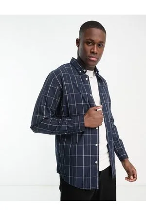 SELECTED Camisa azul marino a cuadros de