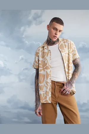 ASOS Camisa holgada con solapas y estampado floral abstracto de - neutro