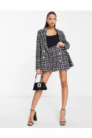 Miss Selfridge Minifalda abotonada a cuadros metalizados de (parte de un conjunto)