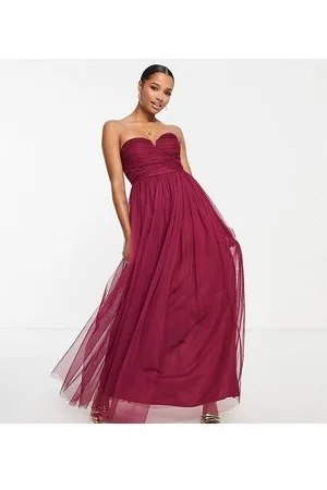 ANAYA Vestido de dama de honor largo con escote corazón de