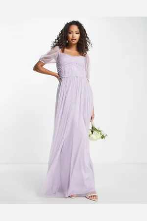 ANAYA Vestido de dama de honor largo con mangas abullonadas de -Morado