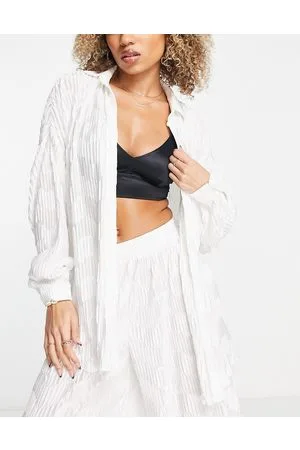 South Beach Camisa blanca plisada de