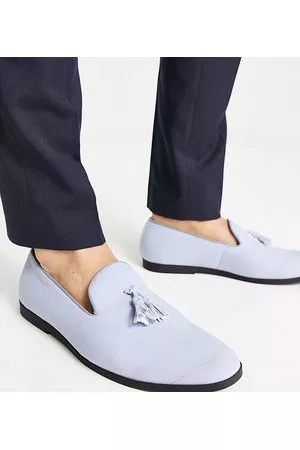 Truffle Collection Mocasines azul cian estilo pantuflas de Wide Fit