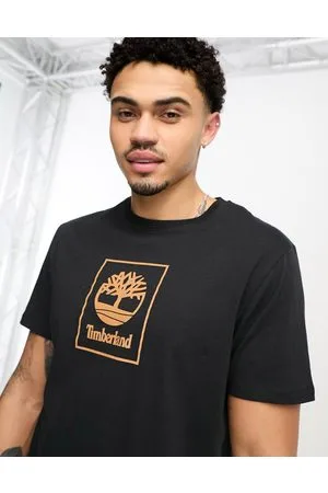 Timberland Camiseta negra con logo central Stack de -Negro