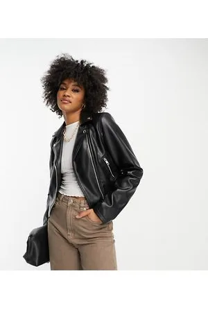 ASOS Chaqueta biker de cuero sintético en ultimate de ASOS DESIGN Tall