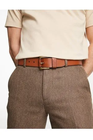 Ralph Lauren Cinturón con logo de caballo de cuero suave de -Marrón