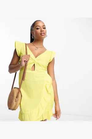 River Island Vestido corto con detalle de abertura y volantes en las mangas de