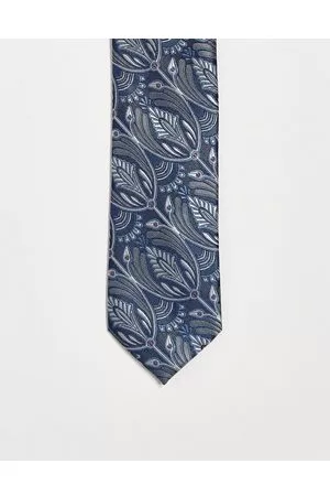 Twisted Tailor Hombre Corbatas y corbatín - Corbata azul con diseño de pavo real de