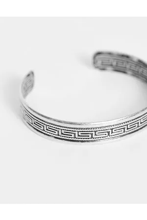 ASOS Brazalete cepillado regulable con diseño de grecas en relieve de