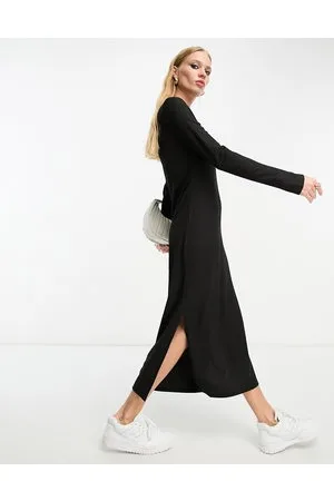 River Island Vestido midi de corte recto con abertura lateral de
