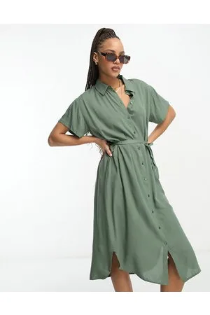 VERO MODA Vestido camisero midi con cinturón de