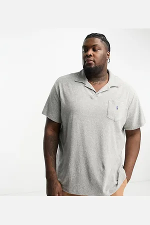 Ralph Lauren Polo gris jaspeado con bolsillo y logo de tejido de rizo de algodón de Big & Tall