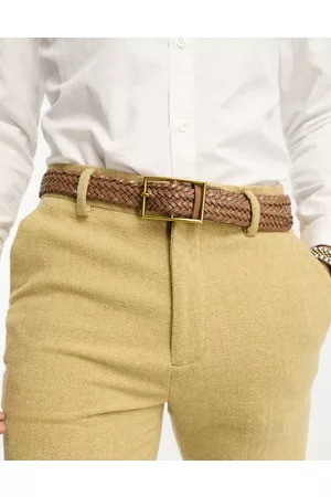 ASOS Cinturón marrón de cuero sintético texturizado de -Blanco