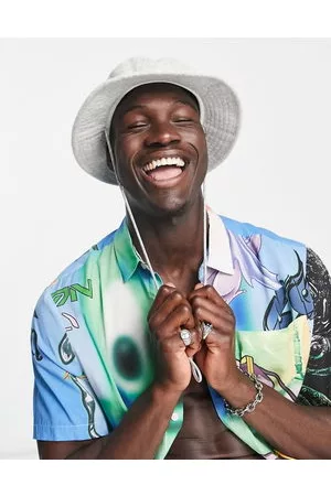 ASOS Hombre Sombreros - Sombrero de pescador gris de estilo safari de tejido de rizo de
