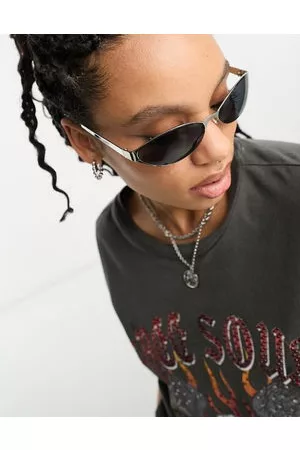 ASOS Gafas de sol plateadas ovaladas estilo años 90 de metal de