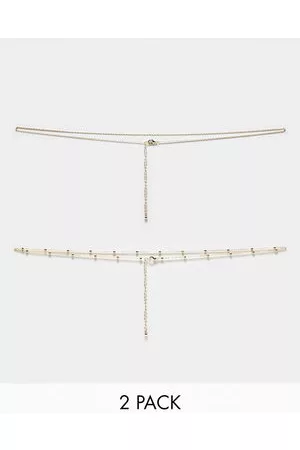 ASOS Pack de 2 cadenas para la cintura en tono de cadena fina con diseño de círculos y barras de