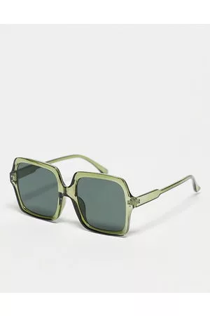 ASOS Gafas de sol verde cristalino extragrandes de estilo años 70 de