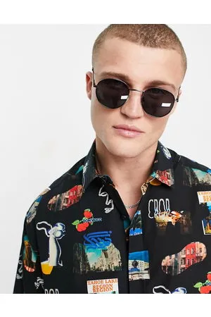 ASOS Gafas de sol plomo con montura redondeada de metal y lentas ahumadas de estilo años 90 de