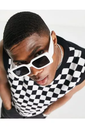 ASOS Gafas de sol blancas con montura gruesa extragrande rectangular y lentes ahumadas de