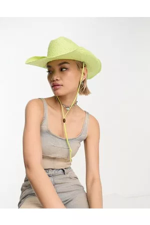 ASOS Sombrero color lima ajustable de estilo wéstern de paja de -Verde