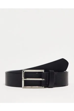 ASOS Cinturón de vestir de cuero sintético con hebilla plateada de