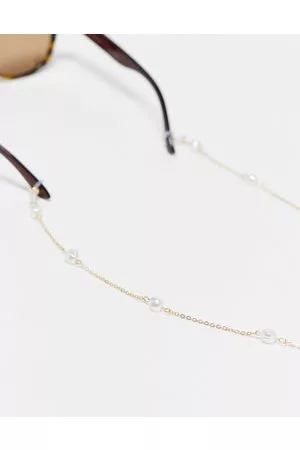 ASOS Cadena para gafas de sol dorada con diseño de perlas de agua dulce sintéticas de