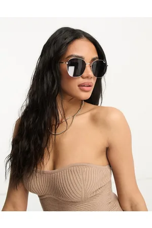 Quay Australia Gafas de sol doradas con montura redondeada y lentes ahumadas Jezabell de Quay-Dorado