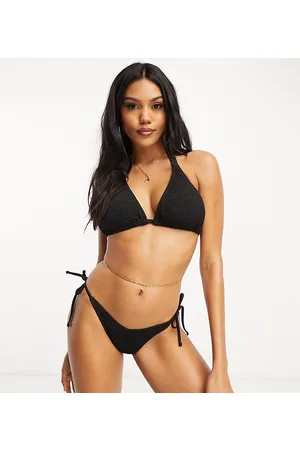 Ivory Rose Top de bikini de copas grandes triangular con acabado rugoso Mix & Match de