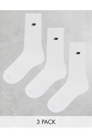 New Balance Pack de 3 pares de calcetines deportivos blancos con logo bordado de