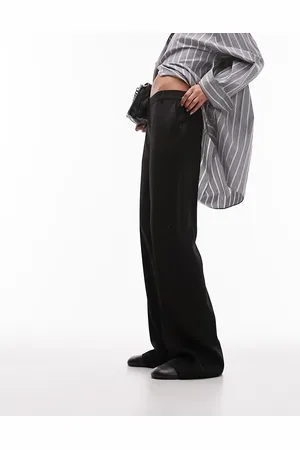 Topshop Pantalones negros holgados de pernera ancha y corte sartorial de