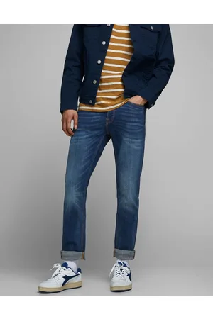 JACK & JONES Vaqueros de pernera recta con lavado oscuro descolorido Tim de -Azul