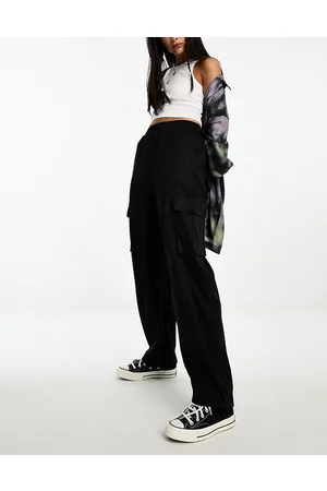 ONLY Pantalones cargo negros de pernera ancha de