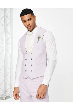 Chaleco de traje muy ajustado con pespuntes en rosa de ASOS DESIGN Wedding