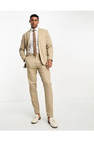 Only & Sons Pantalones de traje beis de corte slim de mezcla de lino de -Beis neutro
