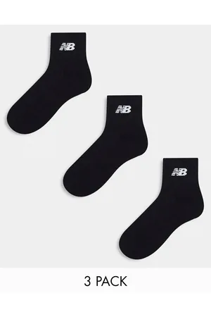 New Balance Pack de 3 pares de calcetines tobilleros negros con logo de