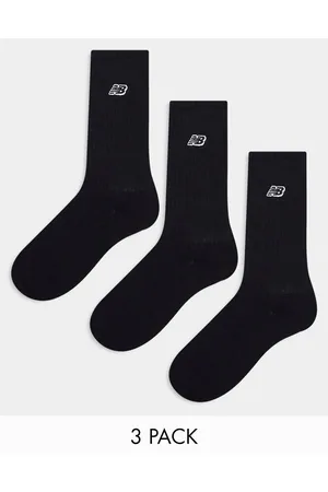 New Balance Pack de 3 pares de calcetines deportivos negros con logo bordado de