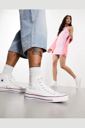 Converse Zapatillas de deporte blancas hi-top unisex Chuck Taylor All Star de