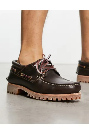 Timberland Náuticos marrones clásicos con 3 pares de ojales de cuero granulado de Authentic