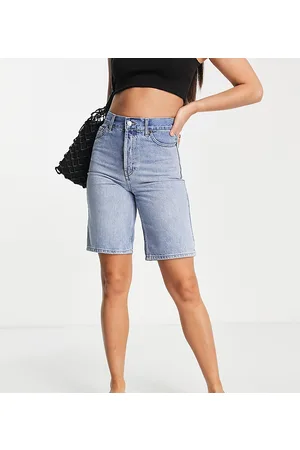 Topshop Pantalones cortos largos descoloridos Editor de -Azul