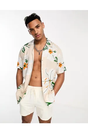 Only & Sons Camisa beis con estampado floral y cuello de solapas de -Beis neutro