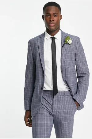 SELECTED Chaqueta de traje azulado de corte slim a cuadros de