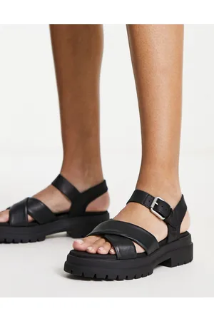 Timberland Sandalias negras con correas cruzadas de cuero granulado London Vibe de -Negro