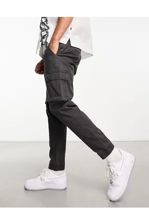 Only & Sons Pantalones cargo grises de corte tapered con bajo ajustado de