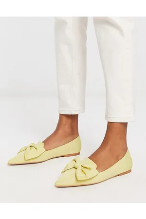 ASOS Bailarinas color con puntera fina y lazo Lake de -Amarillo